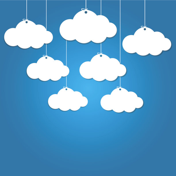 8纸云挂在蓝色的背景上。图片下载