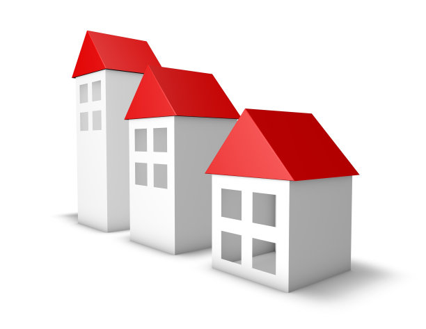 红色屋顶的3d简单房屋孤立在白色背景上。图片下载