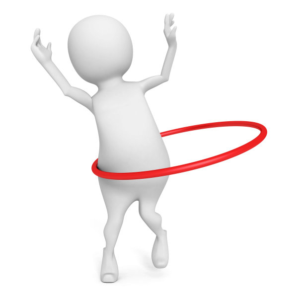 3d男子玩呼啦圈运动在白色的背景图片下载