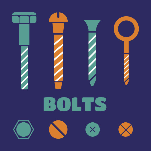 建设硬件图标。螺丝，螺栓，螺母和铆钉图片下载