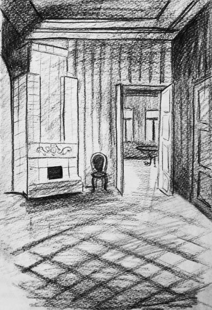 复古室内，手绘插图图片下载