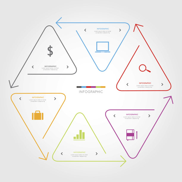 三角形箭头线信息图上白色图片下载