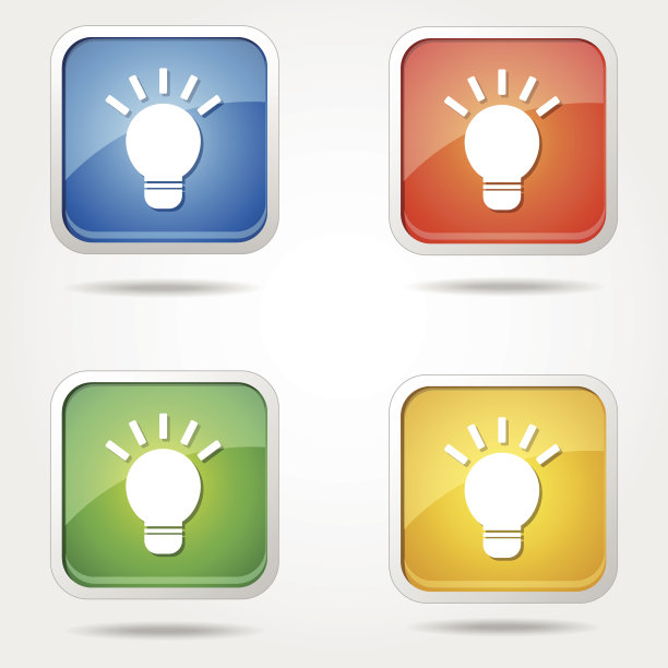 灯泡彩色矢量图标设计图片下载