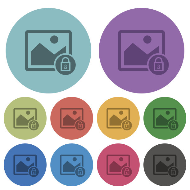 锁定图像颜色较暗的平面图标图片下载