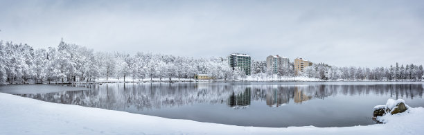 冬季湖泊全景景观图片下载