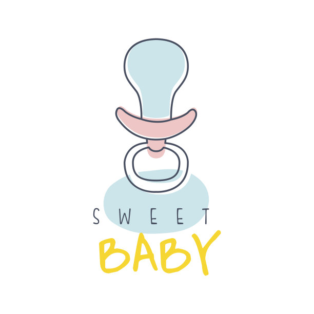 可爱的婴儿图标彩色手绘矢量插图图片下载