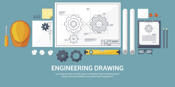 矢量插图。工程和建筑。绘画,建筑。建筑项目。设计图片下载