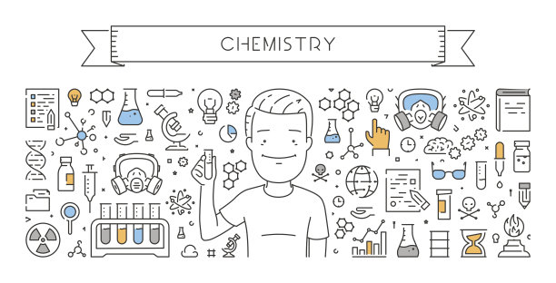 化学矢量线网络横幅图片下载