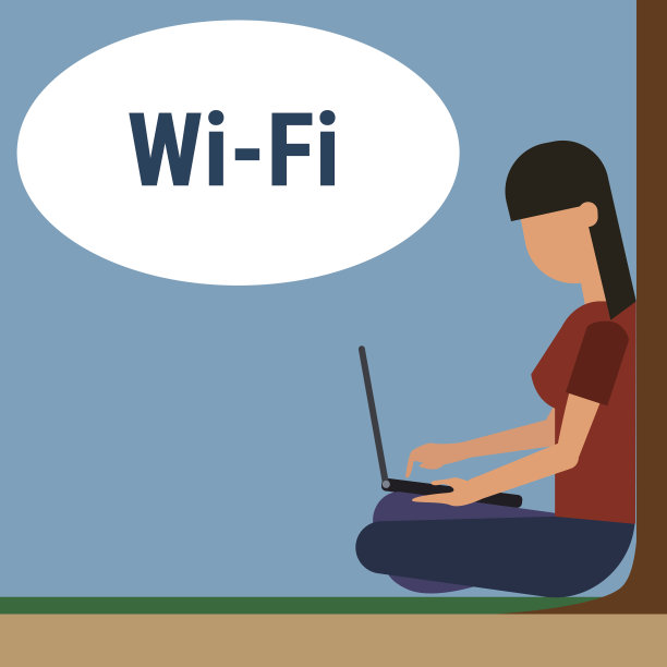 坐在户外的女孩用笔记本电脑通过Wifi无线上网图片下载