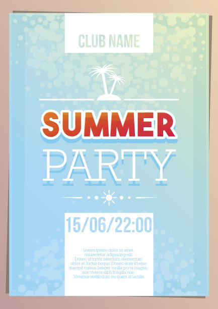 垂直浅蓝色夏季派对背景与图形元素。图片下载