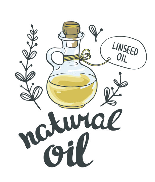 装亚麻籽油的瓶子。向量孤立的对象图片下载