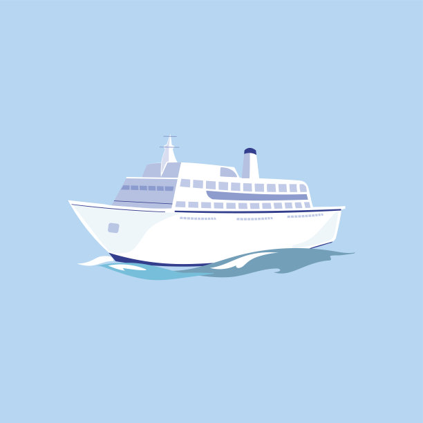 水上白色客轮。矢量图图片下载