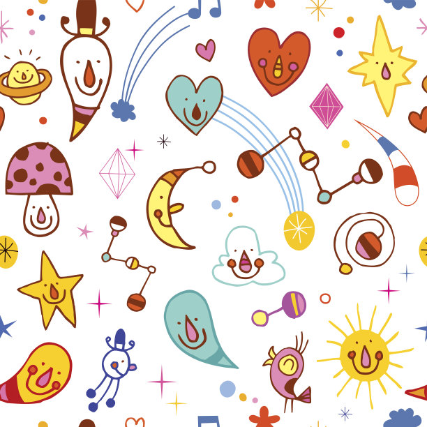 卡通人物无缝图案图片下载