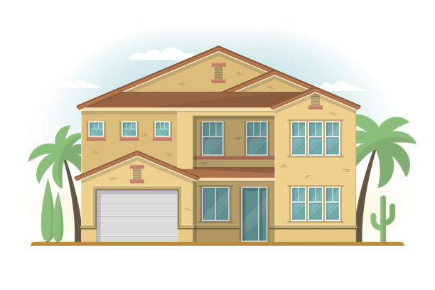 美国亚利桑那州风格的郊区私人住宅的正面视图。平德西图片下载