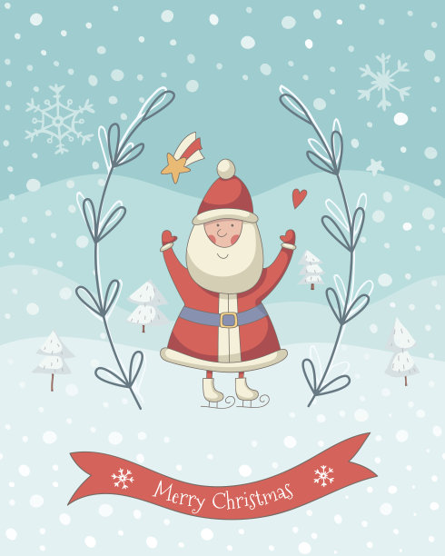圣诞卡通插图与圣诞老人图片下载