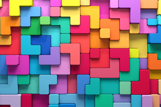 三维渲染抽象背景的多色圆形形状图片下载