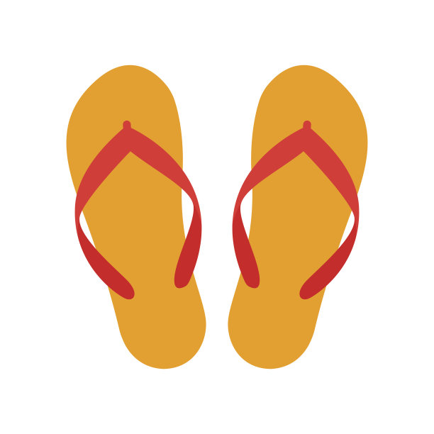 橙色沙滩拖鞋图标孤立的白色背景图片下载