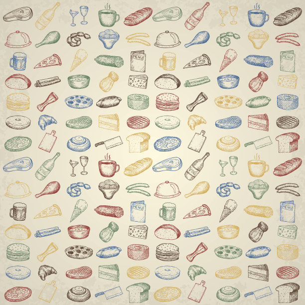 一套餐厅图标。图片下载