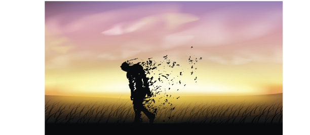 僵尸在夕阳下行走图片下载