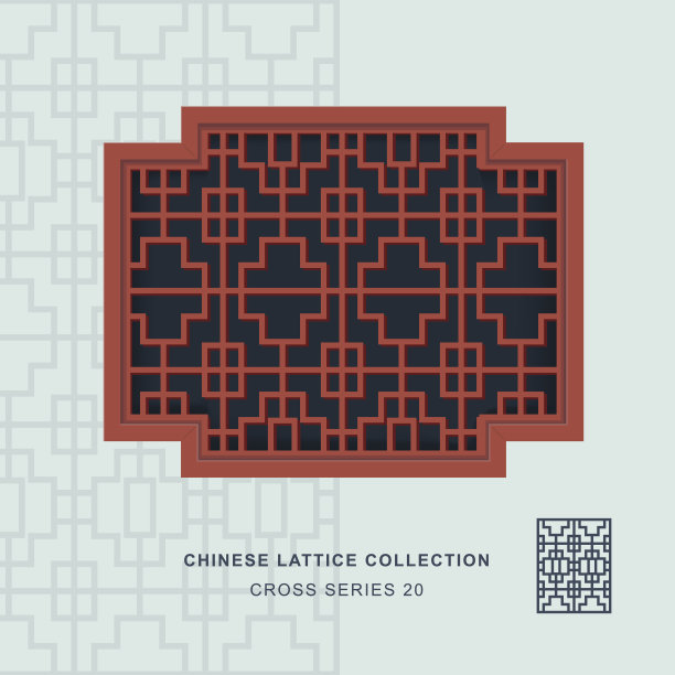 中式窗花十字框20十字方图片下载