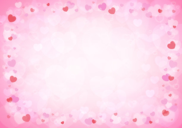 美丽的粉色心散景为情人节背景，爱情概念图片下载