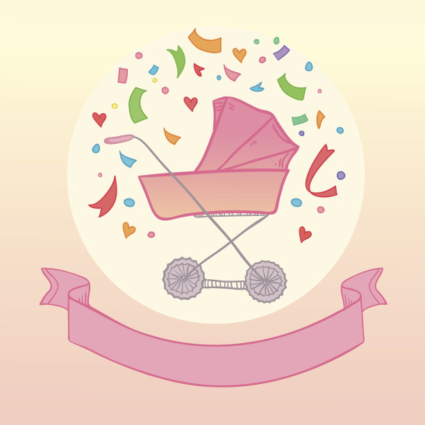 手绘婴儿车插图矢量图图片下载