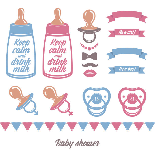 婴儿淋浴设计元素。图片下载