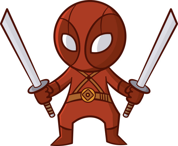 超级英雄红色忍者贴纸图片下载