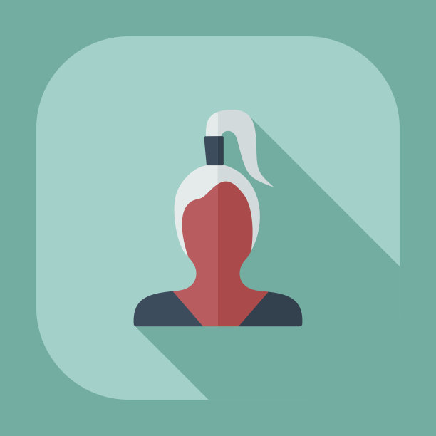 平面现代设计与阴影图标剪影女孩创意发型图片下载