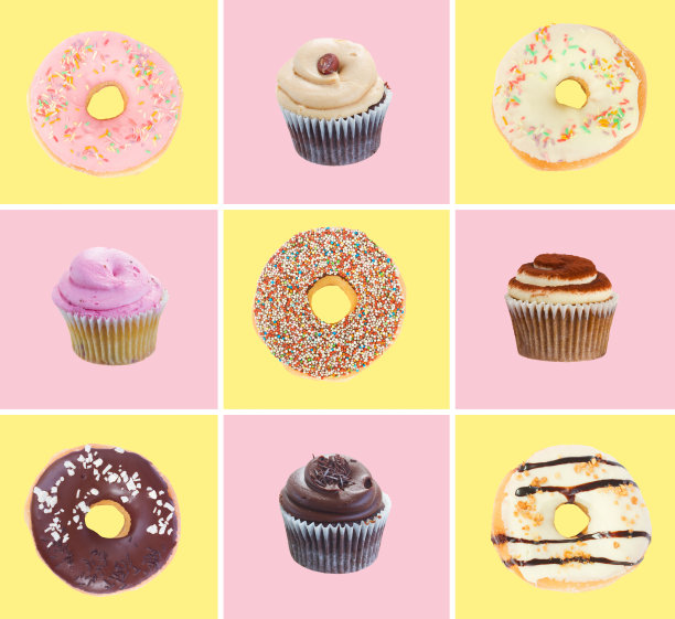 甜甜圈和纸杯蛋糕图片下载