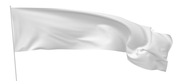 旗杆上长长的白旗迎风飘扬图片下载