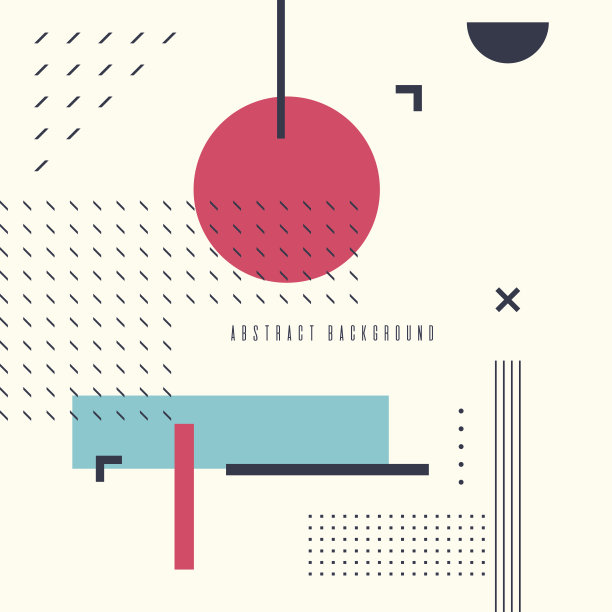 复古抽象几何背景。有平面人物的海报素材图片