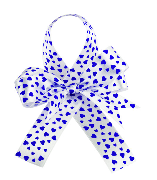 白色的蝴蝶结和蓝色的心图片下载