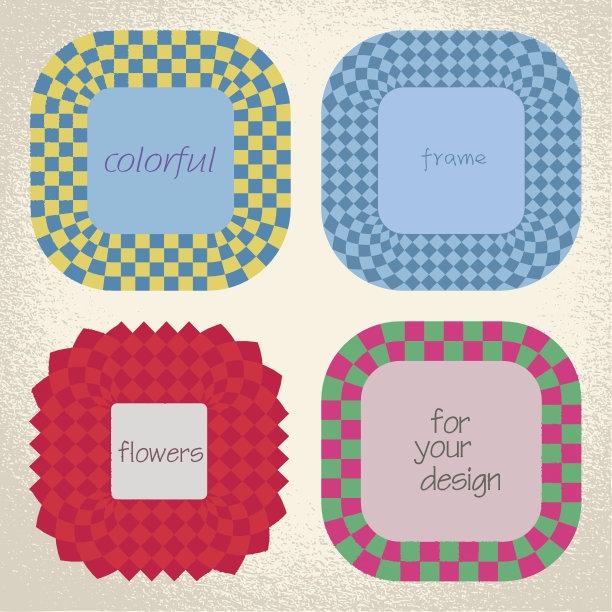 矢量:彩色格子矩形框架背景图片下载