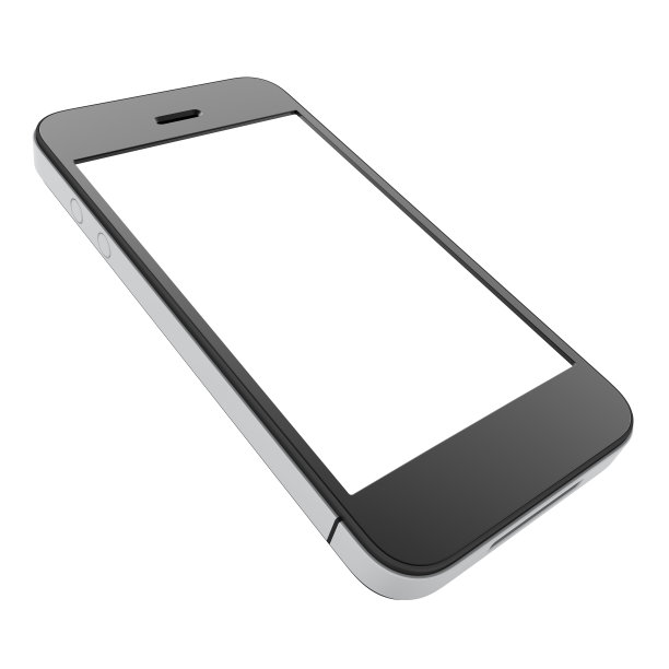 手机与空白屏幕隔离在白色背景。图片下载