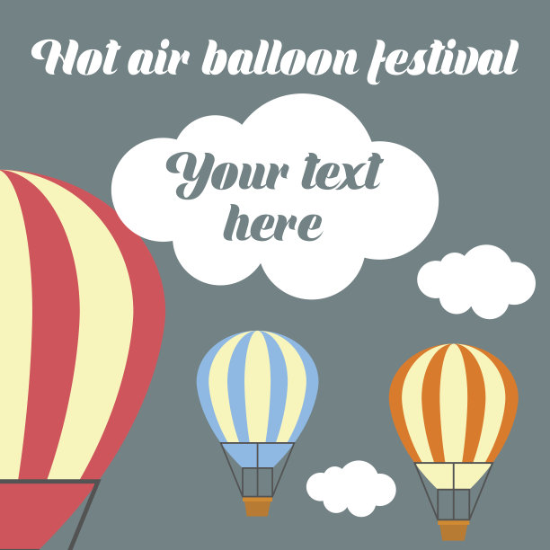 热气球节/嘉年华banner/海报，带有标语/标语的文字空间，矢量插图图片下载