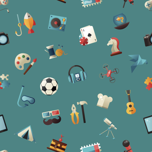 现代平面设计爱好图标和信息图形元素集的模式图片下载