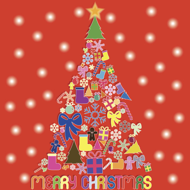 颜色圣诞节图标是圣诞树在红色的背景图片下载