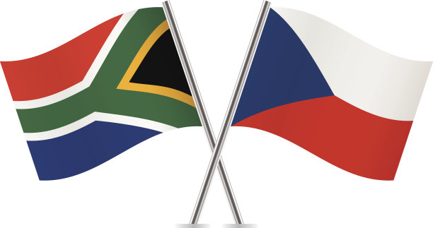 捷克和南非国旗。向量。图片下载