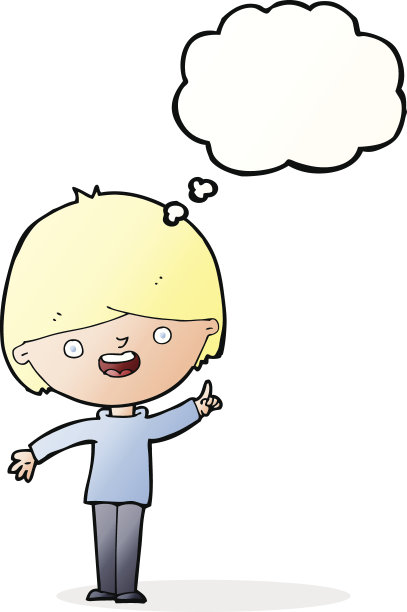 卡通快乐男孩与思想泡泡图片下载