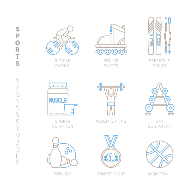 一组矢量运动图标和概念图片下载