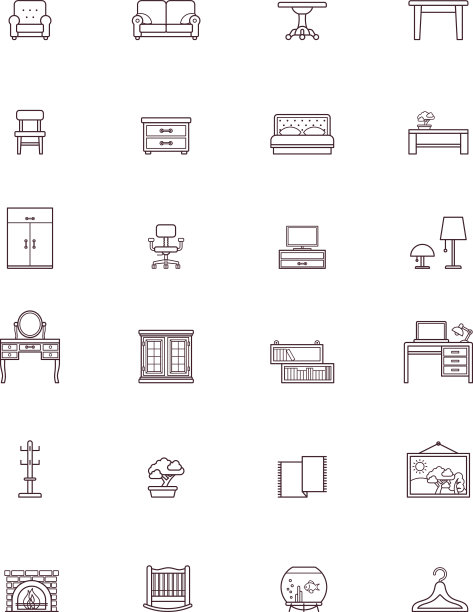 家用家具图标套装图片下载