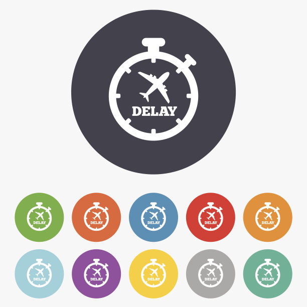 航班延误标志图标。机场延误的象征。图片下载