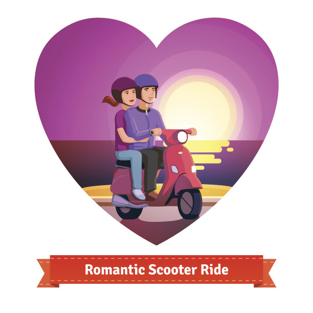 一对夫妇骑着摩托车浪漫地兜风图片下载