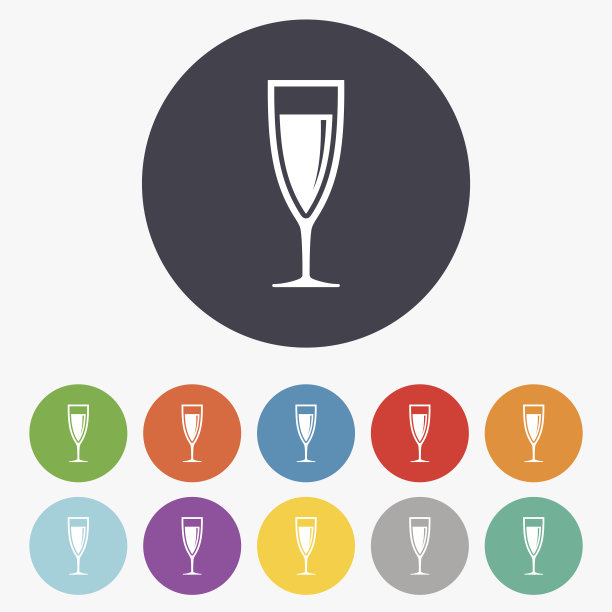 一杯香槟标志图标。含酒精的饮料。图片下载