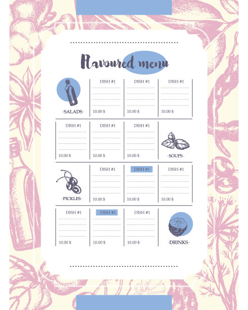 风味产品-手绘模板菜单图片下载
