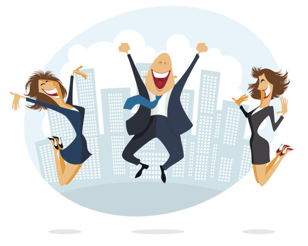 商人和女商人跳起来图片下载