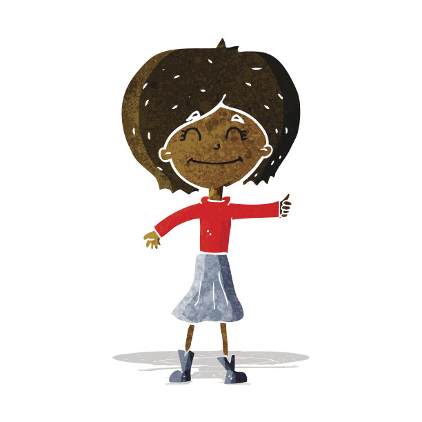 卡通快乐女孩竖起大拇指的象征图片下载