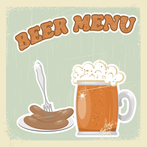啤酒菜单的老式明信片。eps10图片下载
