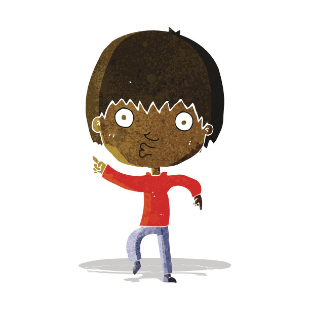 卡通印象深刻的男孩指着图片下载